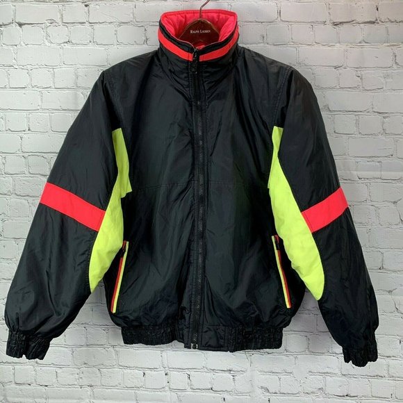 Green Mountain Down Ski Jacket size M Men Neon Black Pink Snowboard Snowmobile - Picture 2 of 6